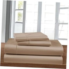 4 Piece Sheets Set - Elegant, Upscale Super Soft with 16" Deep Queen Taupe