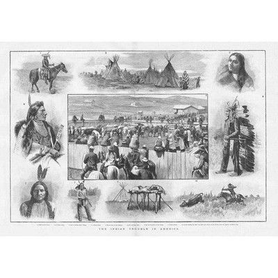 INDIANER INDIANER The Indian Trouble in America - antiker Druck 1890