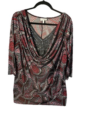 Fashion Bug Woman s Sz 1X With Bedazzled V-neck Insert