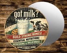GOT MILK Metal Round Sign Wreaths Crafts dairy farmers holstein cow cookies