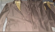 2 Vintage Lasso Western Wear Men  s 3-Piece Suit Jacket-PantsVest Brown Polyester