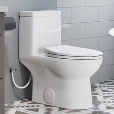 1-Piece 0.8/1.28 GPF Dual Flush Elongated Toilet in White with Seat Included