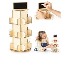 ODOXIA Sticker Display Stand | Tabletop Rotating Stand Wood | Sticker Display St