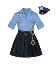 Girls Police Officer Uniform Cop Costume Halloween Dress Up 5-6 Years Fast Ship
