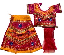 1-2 yr LEHENGA CHOLI LEHNGA GIRLS orange RAJASTHANI INDIA-NEW-3 PC-USA SELLER