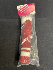 Golf Putter Headcover Pom Pom Style Deluxe Knit MAROON & WHITE Vintage NEW NOS