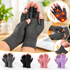 Copper Compression Gloves Anti Arthritis Fingerless Hand Support Pain Relief US