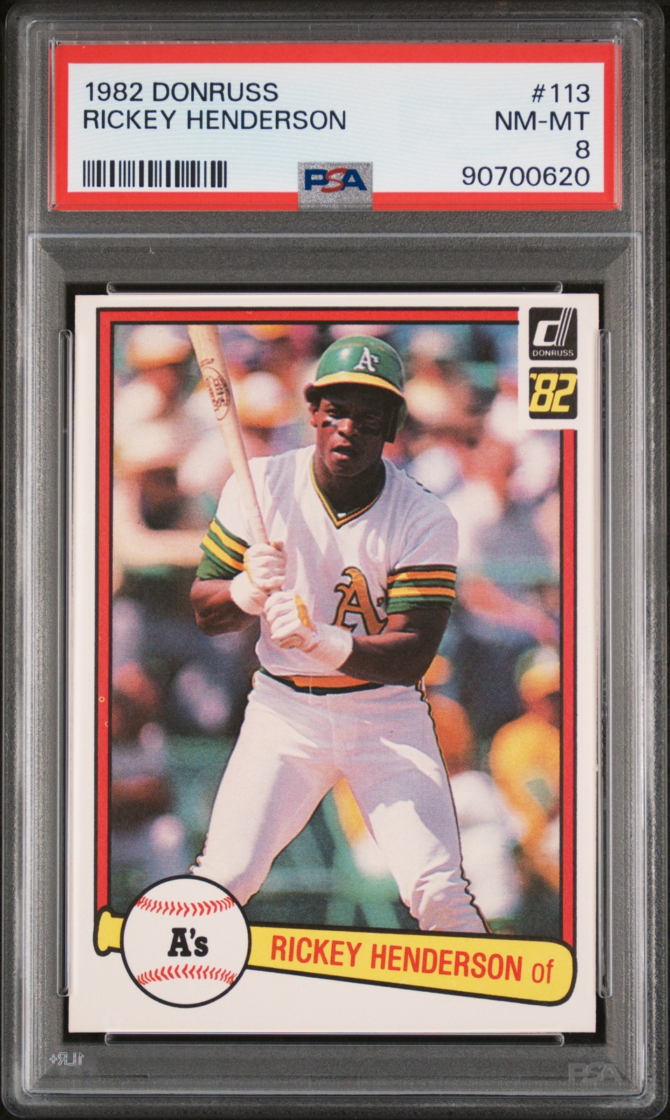 1982 DONRUSS #113 RICKEY HENDERSON PSA 8