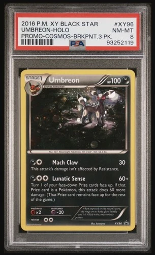 2016 POKEMON XY BLACK STAR PROMO COSMOS-BREAKPOINT 3 PACK UMBREON-HOLO PSA 8