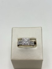 STERLING SILVER 925 WHITE ENGAGEMENT GEMSTONE 5.4mm BAND SIZE 9 RING 5.1g