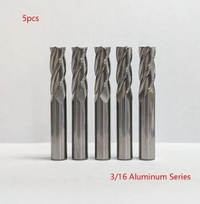 5 Pack 3/16" Solid Carbide End Mills 4 Flute Center Cutting CNC USA
