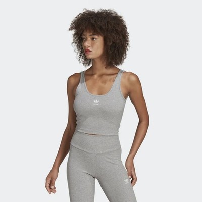 Adidas Adicolor Essentials Rib Tank Top HF3398 Grau Damen Relaxed Feel Baumwolle