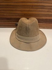 Vintage Suede and Canvas Beige Fedora Style Stetson 7 1/8 w/ Flaws