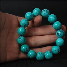 Turquoise Prayer Beads Bracelet 20mm 12 Beads Agate Resin Unisex Jewelry