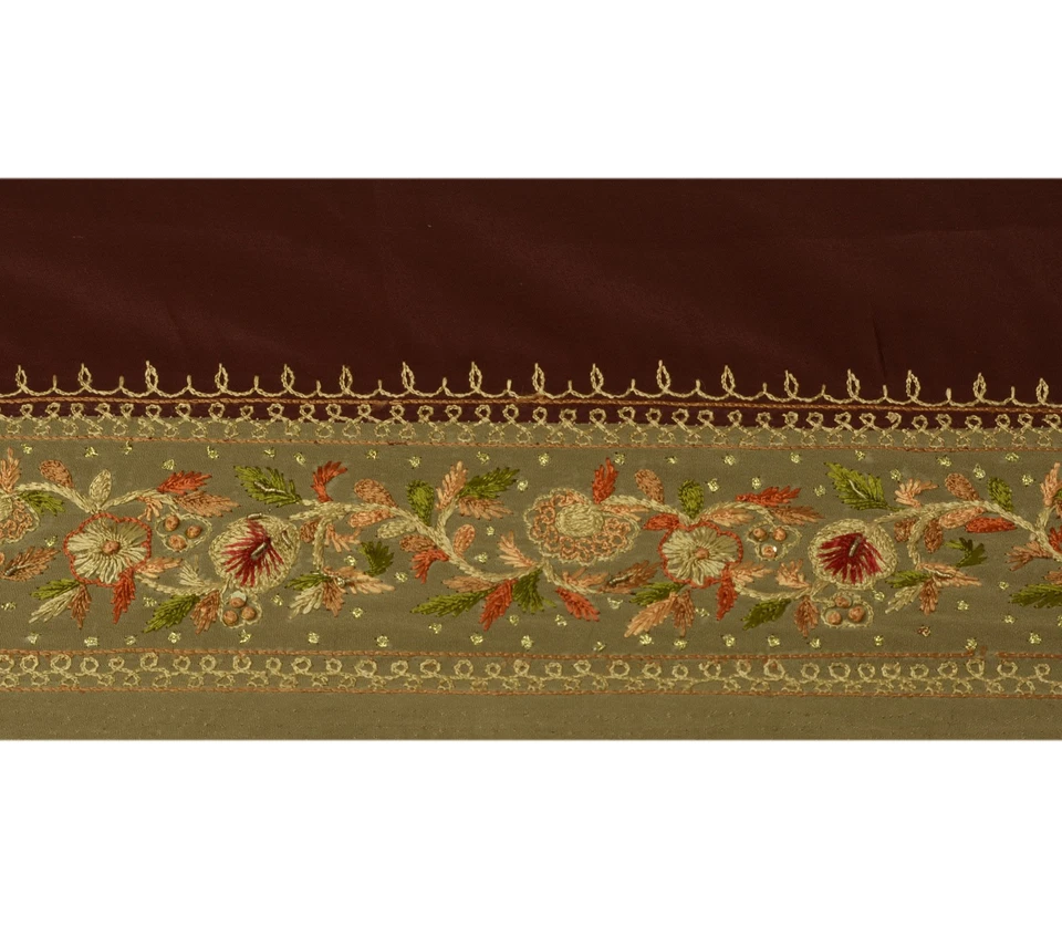Sushila Vintage Saree Border Artesanato Indiano Guarnição de Costura Bordada à Mão Renda - Imagem 3 de 4