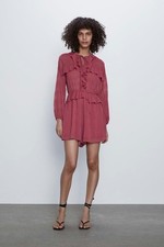 ZARA Romper Dress Womens Small Red Polka Dot ...