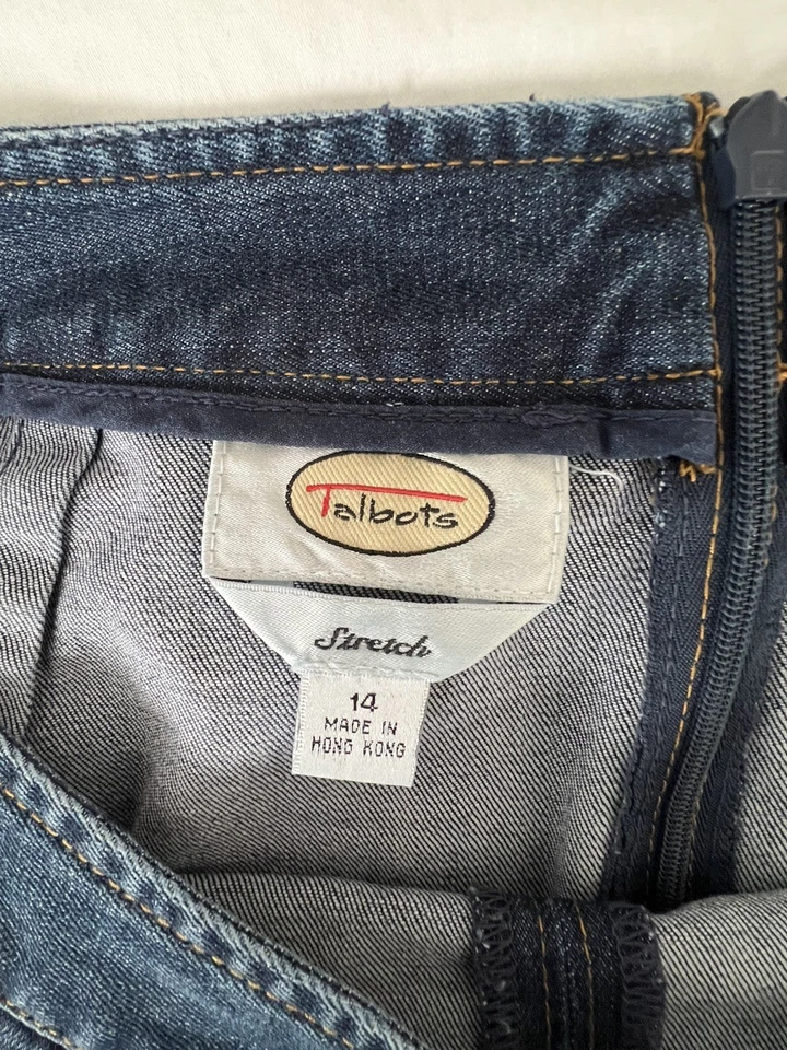 Talbots Women's Denim A Lined Skirt Size 14 Stretch Classic Western Boho Vintage - Image 4 of 4