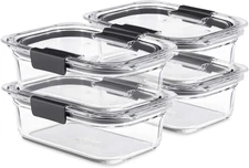 Brilliance Glass Food Storage Containers, 3.2 Cup, Set of 4, Bpa-Free, Leak-Proo