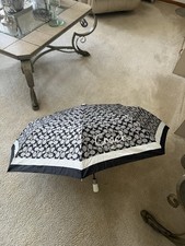 Coach Women  s Signature Mini Umbrella Black White Preowned