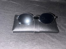 Men's Round Sunglasses Black Metal Frame Black Tinted Plastic Lenses