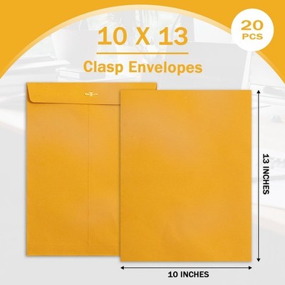 10x13 Clasp Envelopes 20 Pack, Goefun Large Brown Yellow Manilla