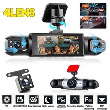 360  Dash Cam Front and Rear Inside 4 Channel Camera FHD 1080P Recorder G-Sensor