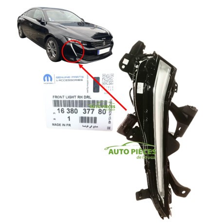 Feu diurne LED avant droit Peugeot 508 II optique d'origine PSA 1638037780