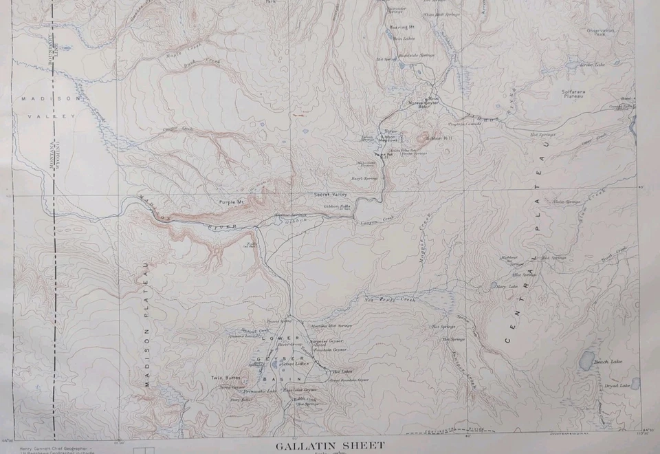 Vintage 1904 USGS YELLOWSTONE PARK WYOMING Map ~ Old Antique NORRIS GEYSER BASIN - Image 4 of 4