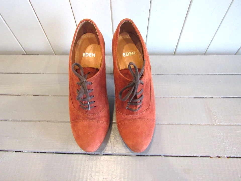 ESCARPINS A TALONS DAIM ROUILLE P 38 EDEN - Photo 2/4