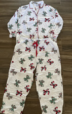 DISNEY PARKS Minnie Mouse Christmas Bow Print Flannel Pajama Set 2-Piece 2XL