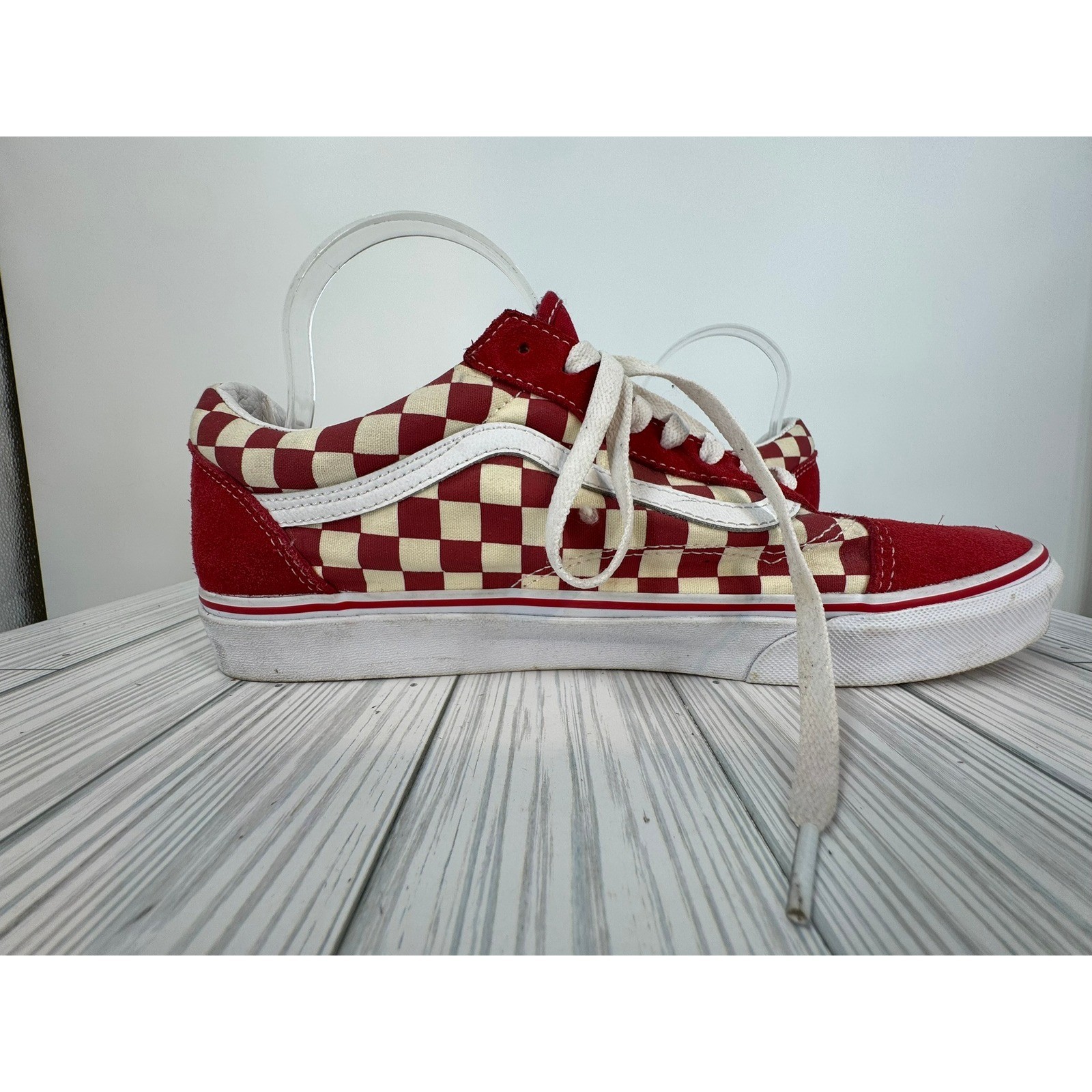Vans Skater Low Top Red Checkerboard Suede Canvas Sneakers Men's Shoes Size 12 thumbnail 4