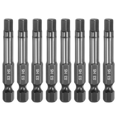 8Pcs Flat H5 Magnetic Hollow Tip 1/4'' Hex Rods 2'' Long Steel S3