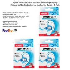 Alpine SwimSafe Swimming Earplugs Waterproof Reusable for Adults 10db SNR x3