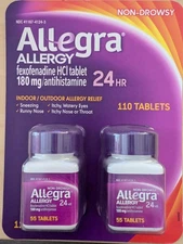 Allegra Allergy 24 Hour Fexofenadine HCI 180mg 110 ct (Exp:05/2026)