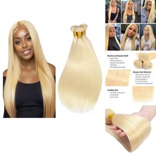 613 Blonde Straight Human Hair 10A Brazilian Virgin 3 Bundles 26 28 30 Inch