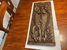 vtg Folk Art Wooden Panel Plaque Wall Hanging Original Hand Carved, Rare