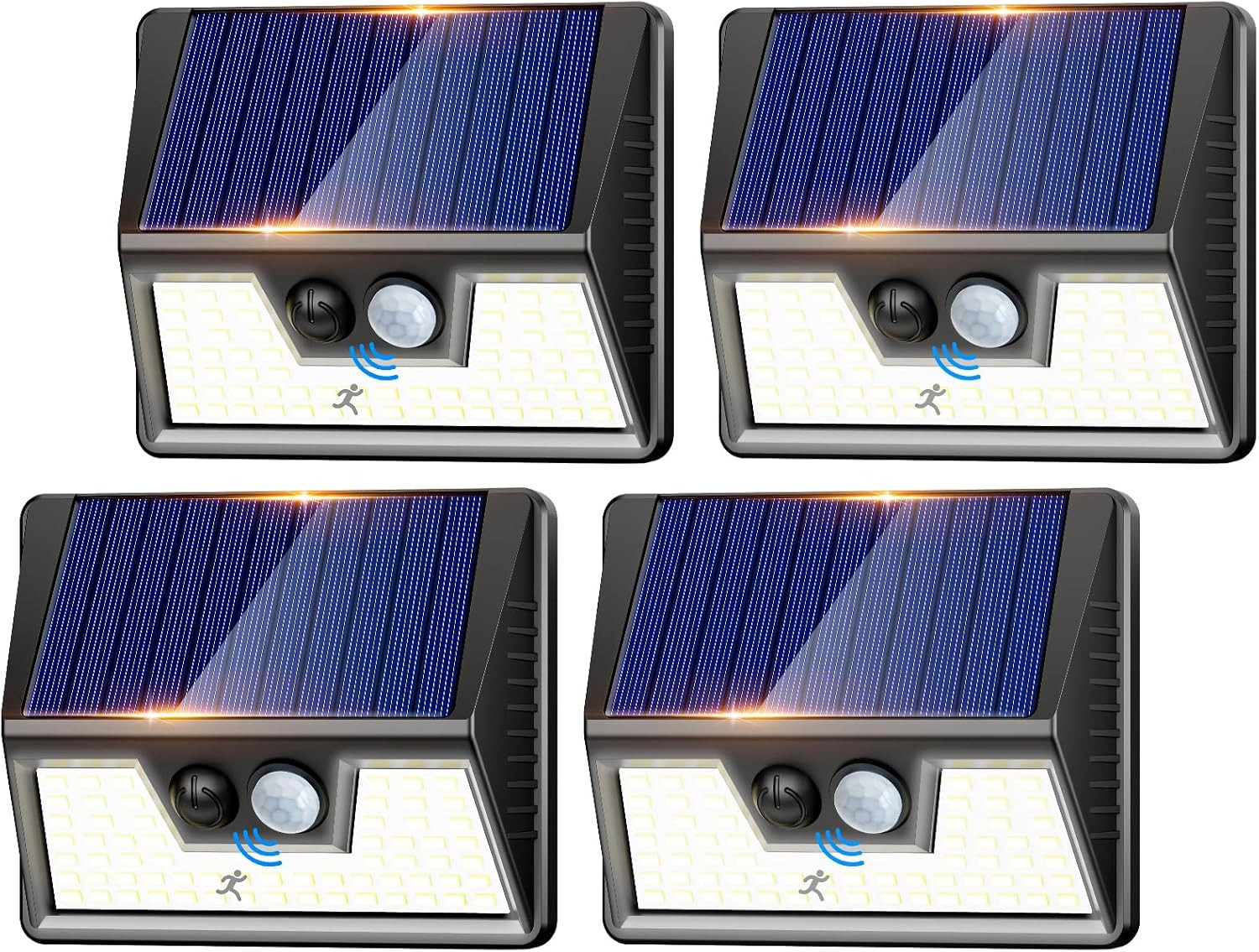 Luce Solare LED Esterno, 4 Pezzi Faretti Solari Esterni Con Sensore Di Movimento