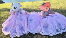 Pink Purple Lace Applique Formal Flower Girl Dress with Oversized Bow Back