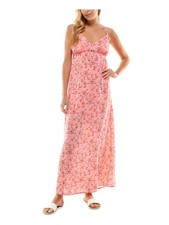 CITY STUDIO Womens Maxi Dress Pink Unlined Ruffle Arm Trims Bead Bo Juniors XS