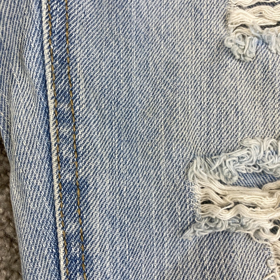 Pantalones de mezclilla para mujer Vanilla Star años 90 Boyfriend 1 azul tiro alto botón mosca desgastado Foto 4 de 4