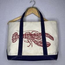 Vintage 90s LL Bean Lobster Canvas Boat Tote Bag Sz M Distressed Made in USA