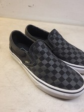 Vans Off The Wall negro y gris a cuadros sin cordones. Hombre Talla 8 Mujer Talla 9.5