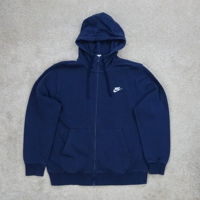 Nike Sportswear Club Hoodie mit durchgehendem Reißverschluss Herren Large marineblau Baumwolle Straßenpullover