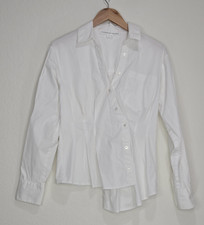 Veronica Beard Rosamund White Pleated Asymmetric Hem Shirt Size 8 Womens
