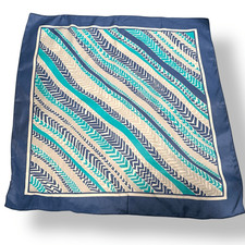 Vintage Totes Rain Scarf Water Repellent Acetate Crepe Blue Teal Beige Accessory