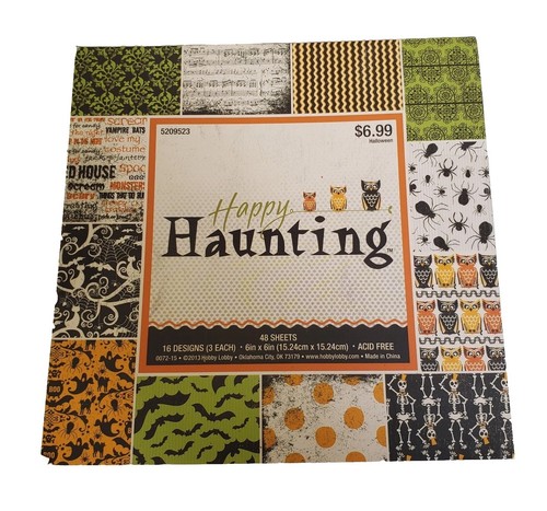 Happy Haunting 48 Papierblätter 6"x6" 16 Designs 3/e 2016 Hobby Lobby Halloween