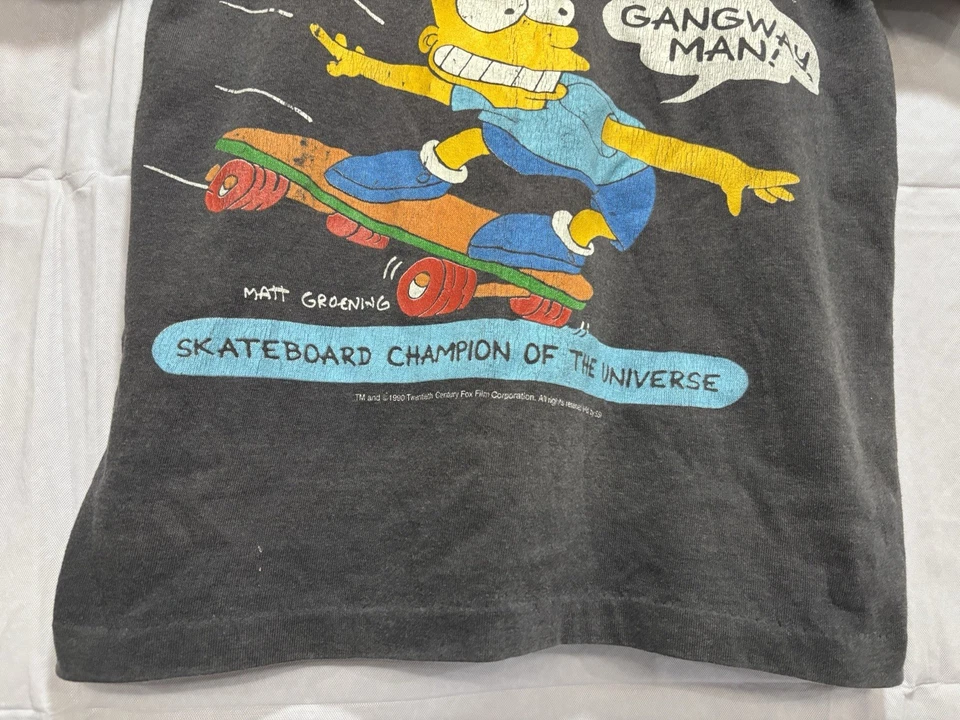 The Simpsons Bart Shirt Youth Kid Child Black Vintage 1990 Skateboard Champion - Image 2 of 4