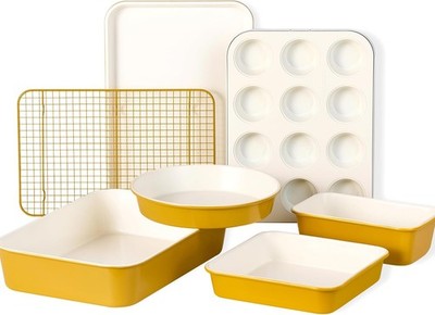 7-Piece Ceric Baking Pans Set, Aluminized Steel Bakeware Sets,