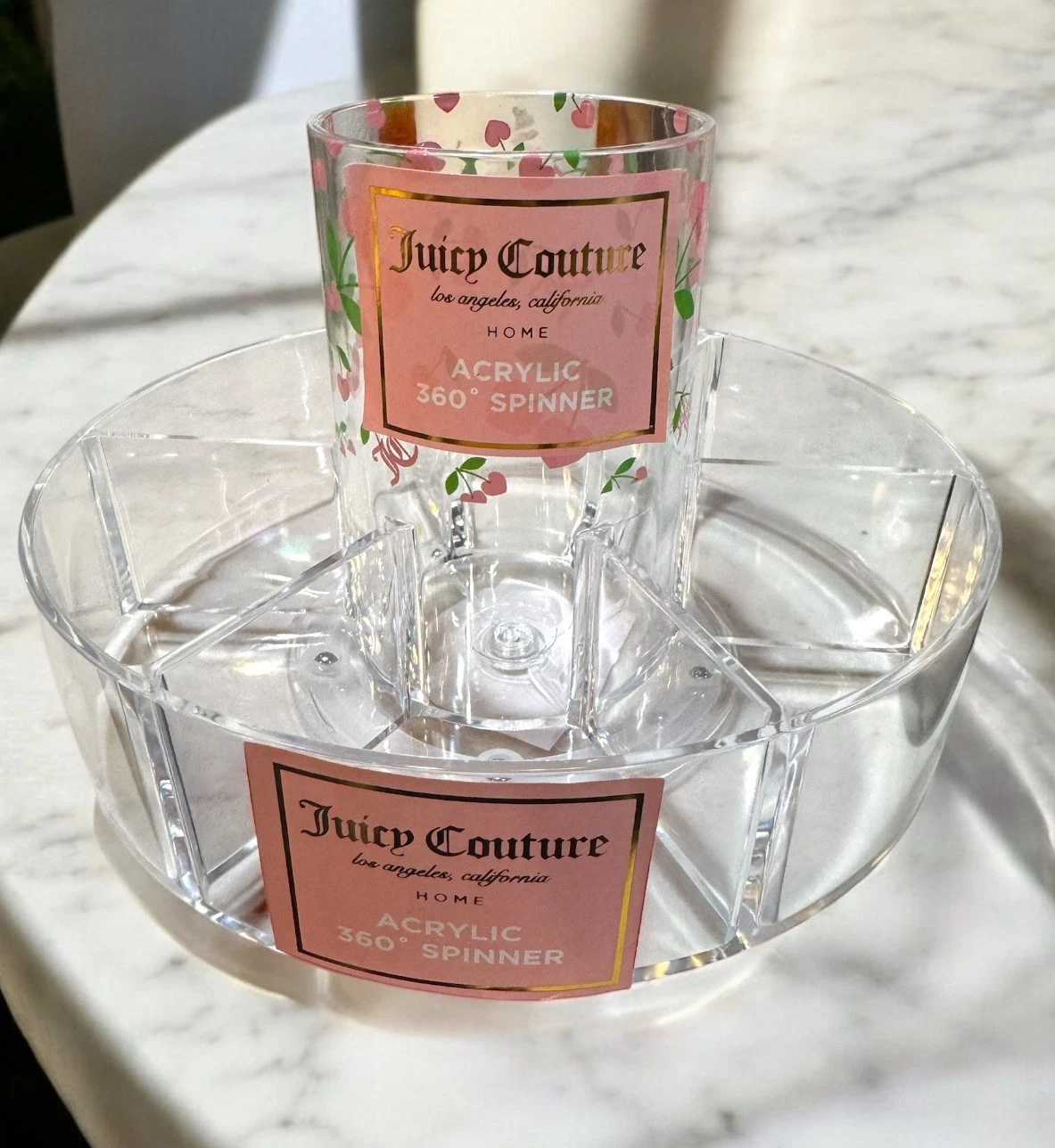 Juicy Couture Pink Cherry Heart Acrylic Cosmetic 360 Spinner