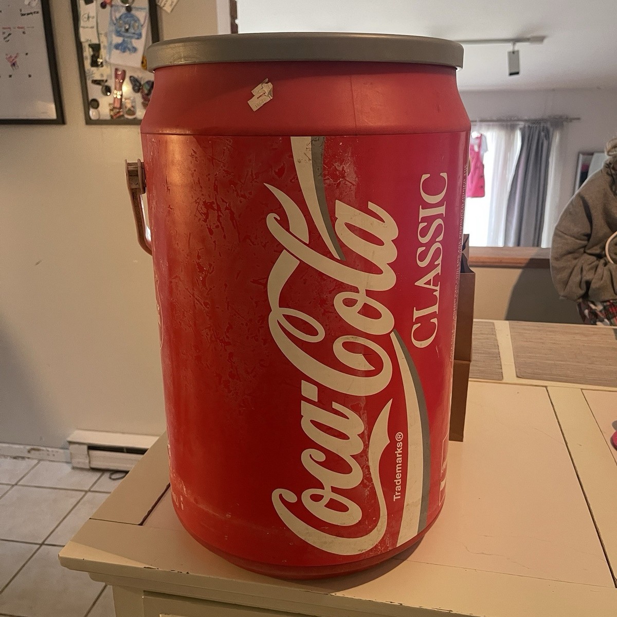 Vintage 20” Coca-Cola Plastic Can Shaped Cooler with Lid large